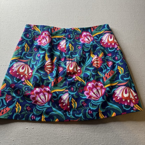 NWT $198 Trina Turk Rico A-Line Mini-Skirt India Garden Bengal Blue Size 6 - Picture 3 of 7
